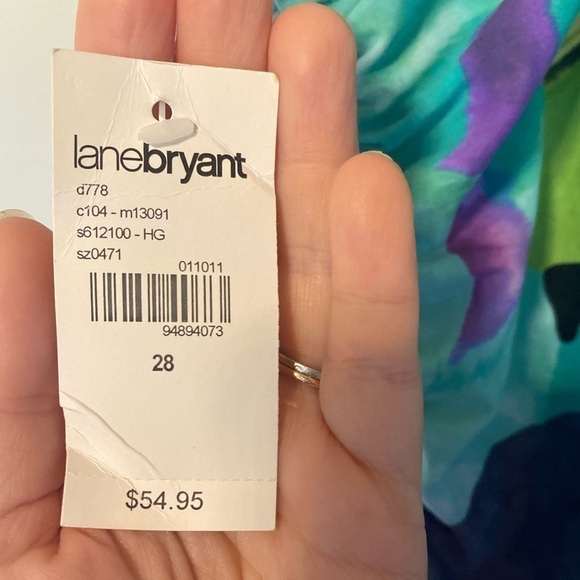 Lane Bryant Womens Tropical Floral Tankini Top Ruched Built In Bra Green - Picture 3 of 6